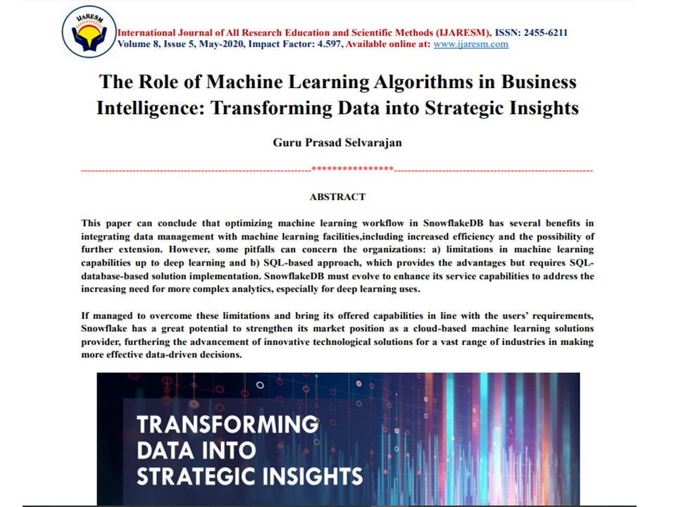 Article: The Role of Machine Learning Algorithms in Business Intelligence: Transforming Data into Strategic Insights